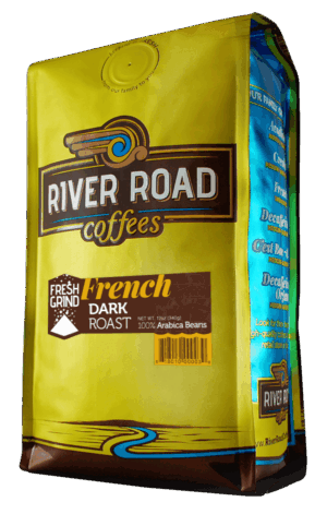 gold bag of Coffee with French roast label