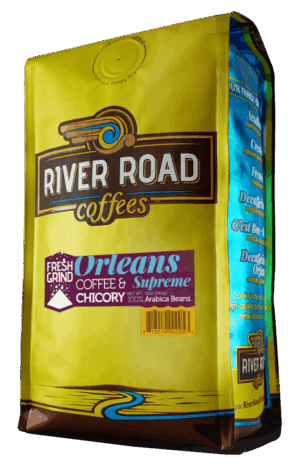 gold coffee bag photo with orleans roast label
